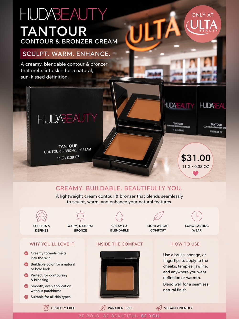 HUDA BEAUTY Tantour Contour & Bronzer Cream - Warm Brown